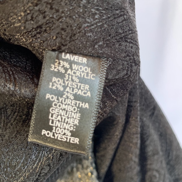 Laveer Metallic Tweed Leather Trim Blazer Jacket 2 - Picture 6 of 8